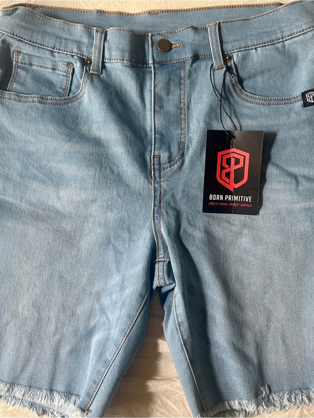 Born Primitive Light Blue Relaxed Denim Shorts